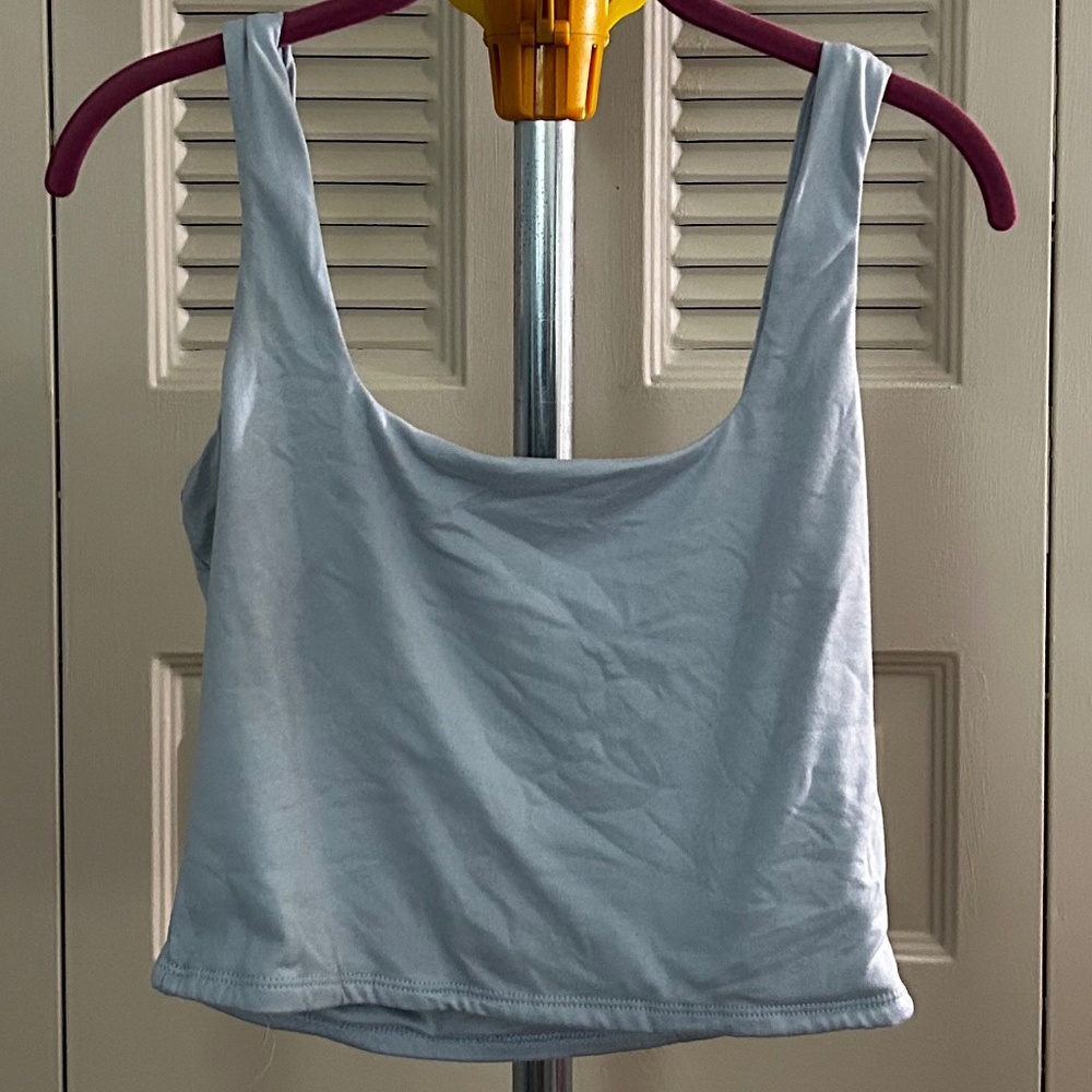 Large Heart & Hips Light Blue Crop Top